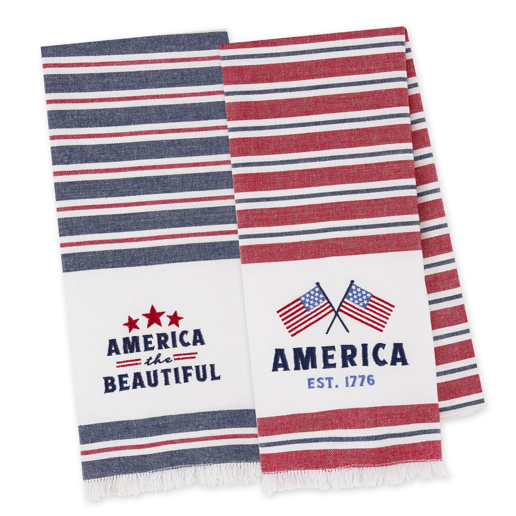 America Stripes Embellished Dishtowels Mixed