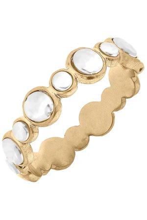 Mirabel Coin Pearl Statement Bangle in Ivory,
 2.5" Diameter