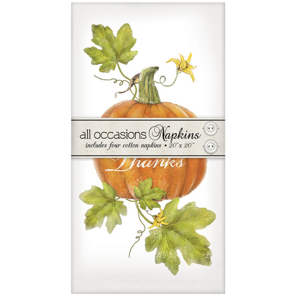 Pumpkin Botanical Casual Napkins -Set of 4