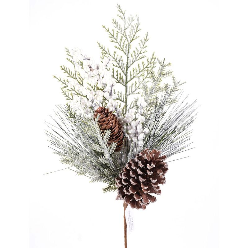 Frosted Pine Cone Stem 16"