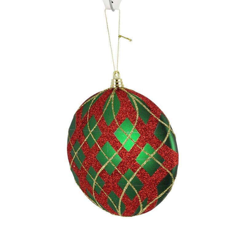 Glt Plaid Flat Round Ornament - Red Green