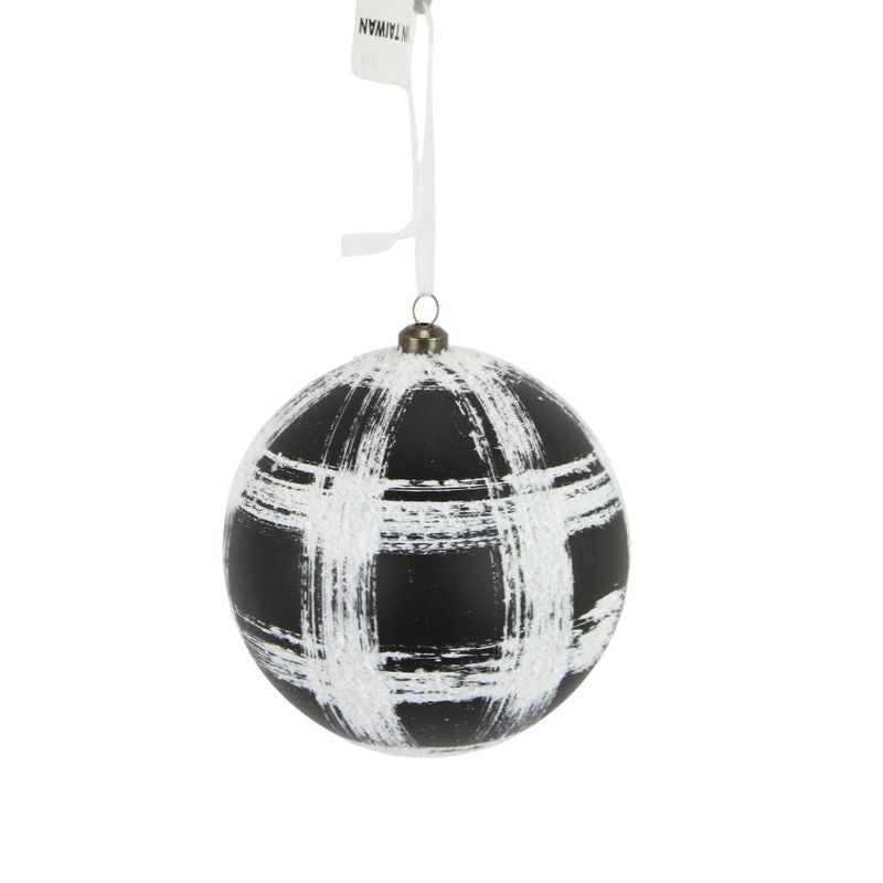 Ball W/Snow Ornament - Black White