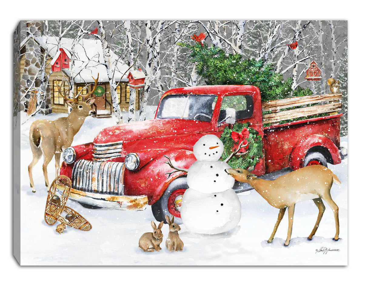Mini Lighted Easel Back 8x6 Christmas Truck