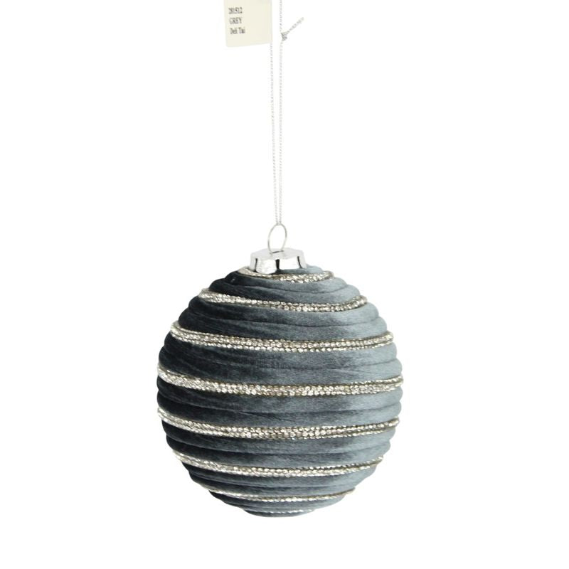 Jewel Stripe Ball Ornamenta - Grey Champ