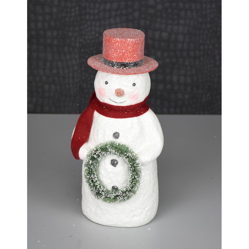 Paper Pulp Snowman - Wht Rd Grn