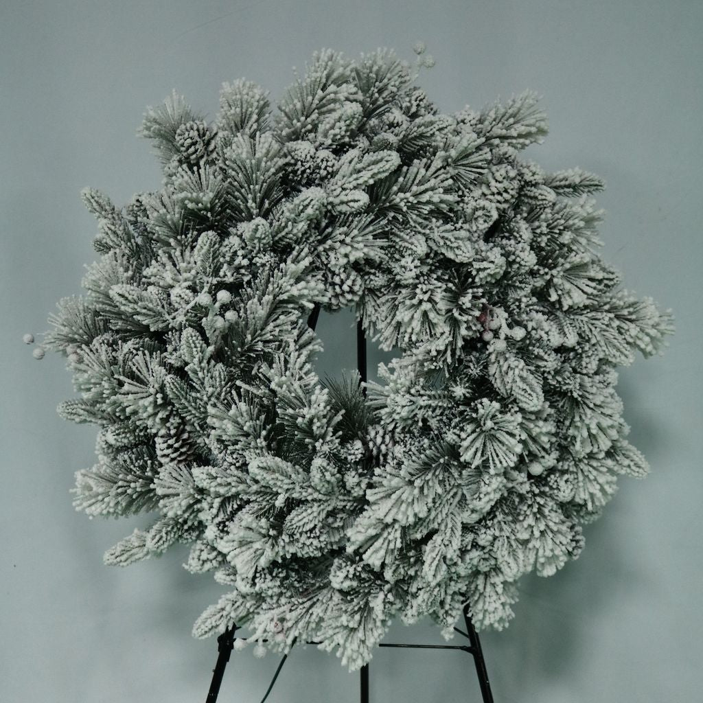 30in Flocked Vermont Pine Wreath