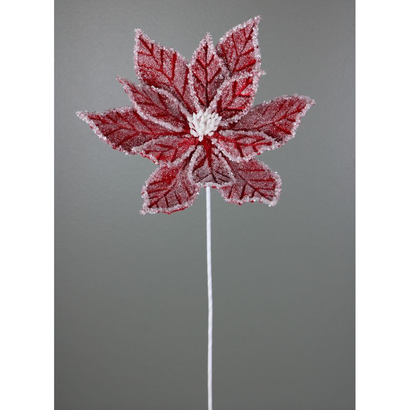 Iced Poinsettia Stem - Red White