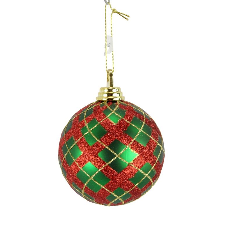 Glt Plaid Flat Round Ornament - Red Green
