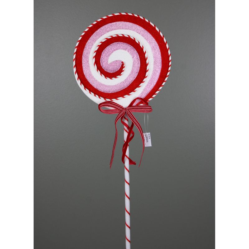 Lollipop Ornament W/Pick - Red Wht Pink