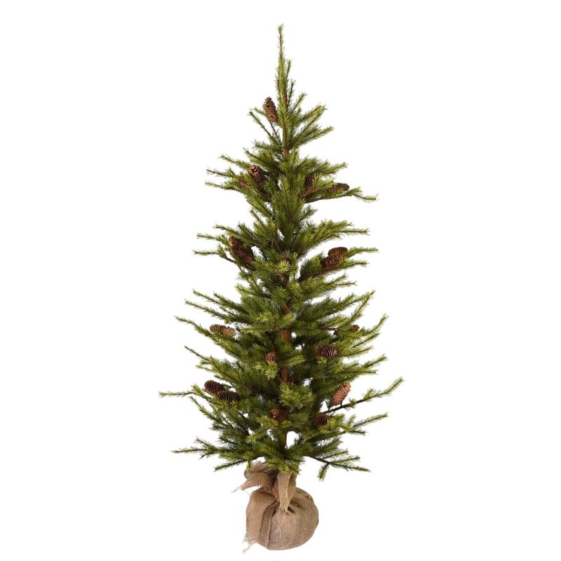 Pine W/Cone Tree W/Burlap Base - Grey Green
