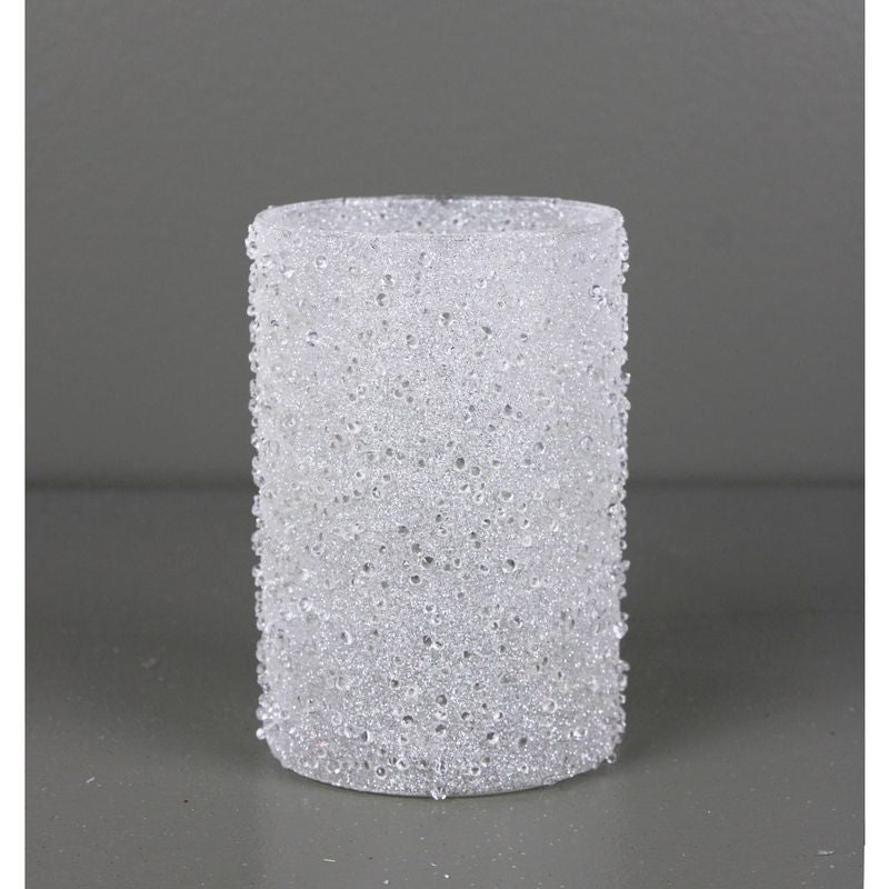 Glass Iced Candle Holder - Clear