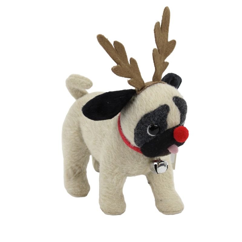 Pug W/Antlers & Red Nose - Brown Black