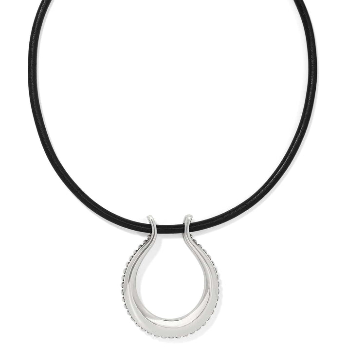 Pretty Tough Arch Leather Necklace - Silver-Black