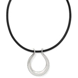 Pretty Tough Arch Leather Necklace - Silver-Black