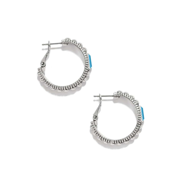 Pretty Tough Gem Hoop Earrings - Silver-Light Topaz