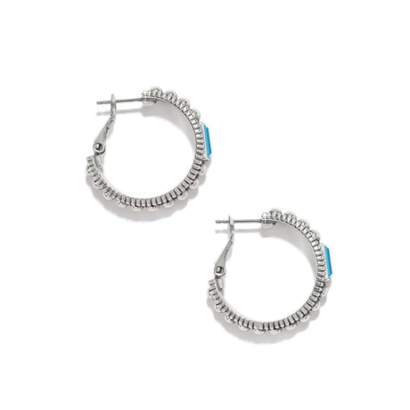 Pretty Tough Gem Hoop Earrings - Silver-Light Topaz