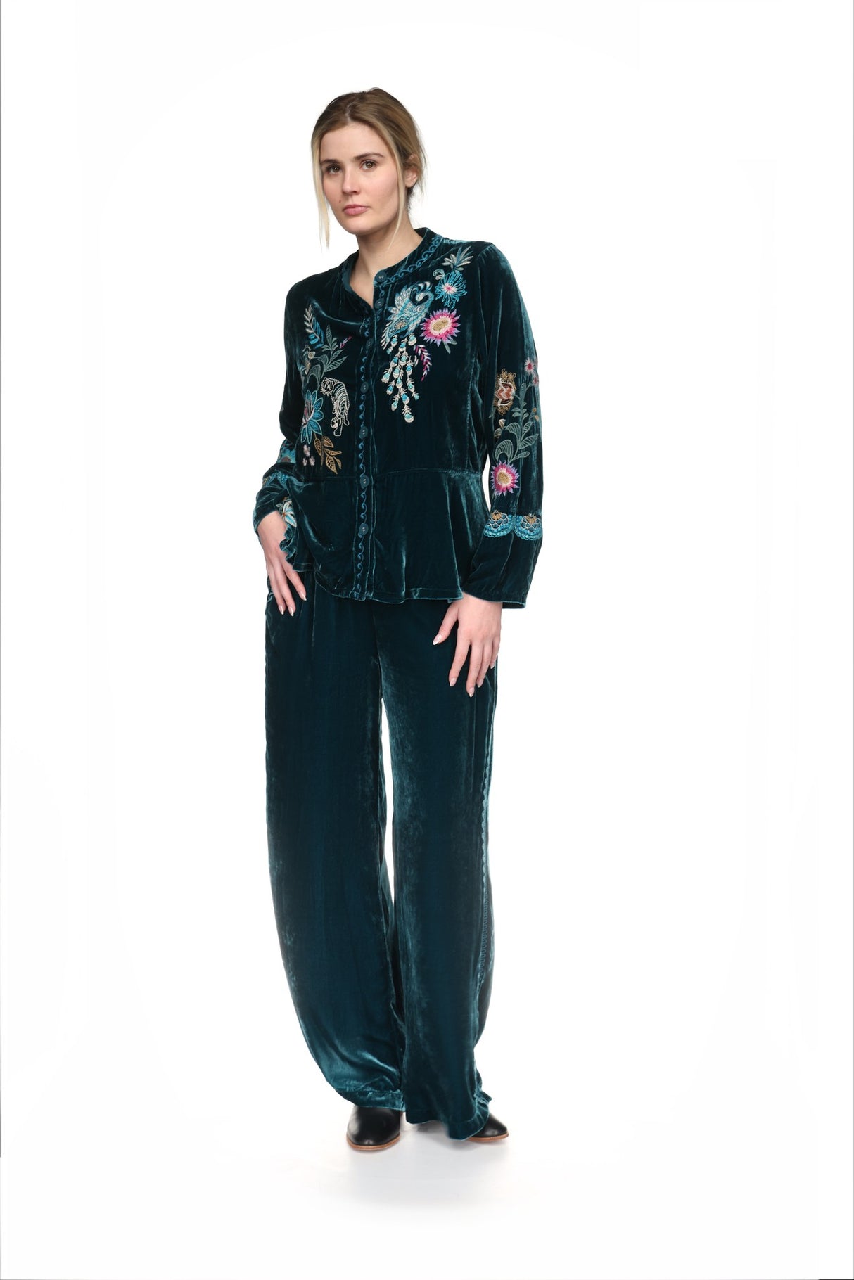 VELVET PEPLUM JACKET- EDWIN