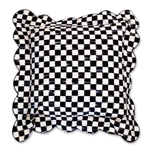 Courtly Check Reversible Scalloped Throw Pillow