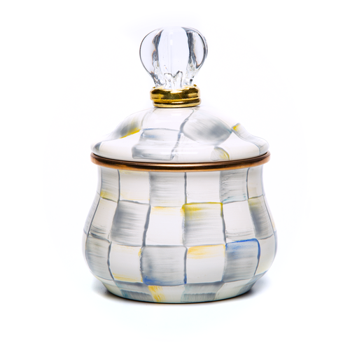 Sterling Check Lidded Sugar Bowl