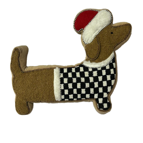 Holiday Dachshund Shape Throw Pillow