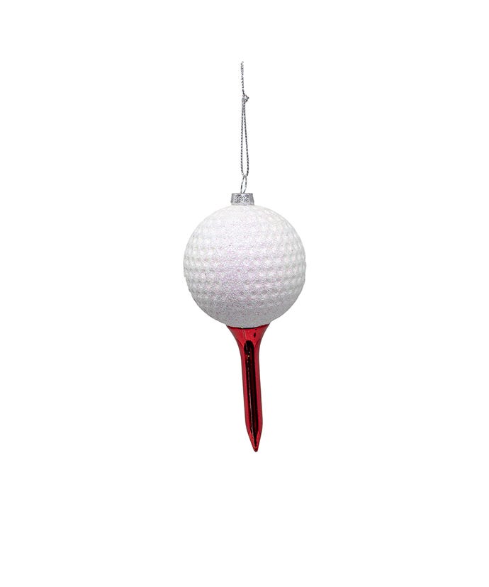 5.2" PLASTIC GOLF BALL WITH TEE ORNAMENT