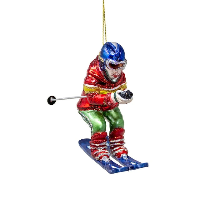 4.3"Glass Skier Orn