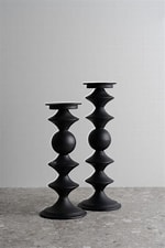 Candelero II Large Black Metal Grooved Table Candle Holder