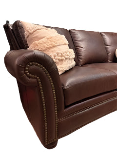 Kaymus 3-Seat Brown Genuine Italian Top Grain Leather Sofa
