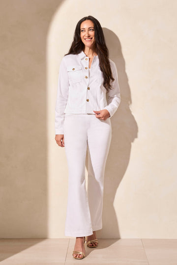Long Sleeve Horn Button Jacket - White