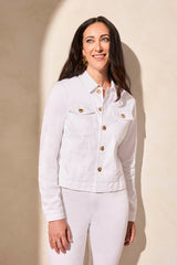 Long Sleeve Horn Button Jacket - White