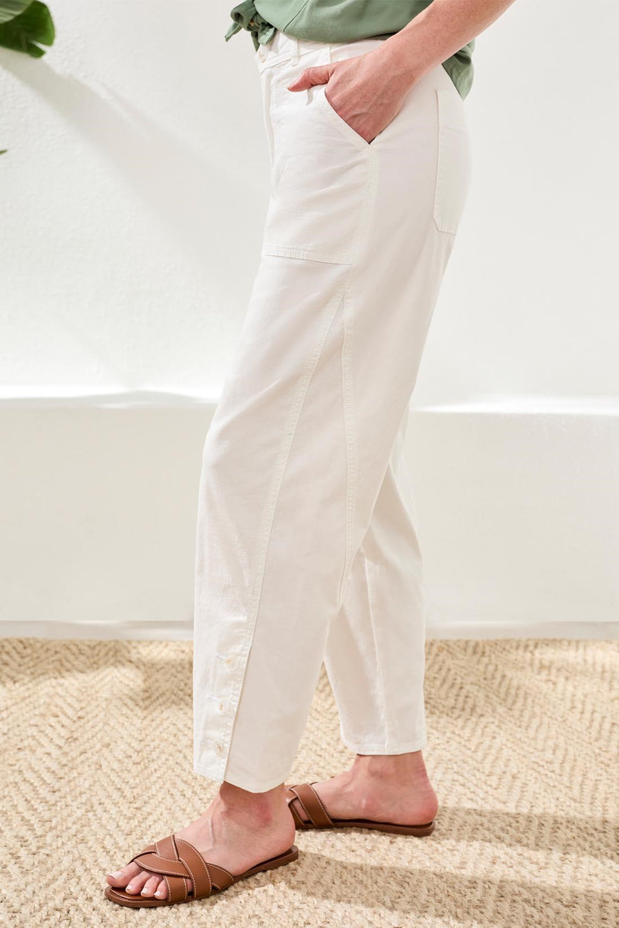 Stretch Slub Barrel Ankle Pant