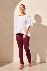 Kaftan Blouse with Trim - White