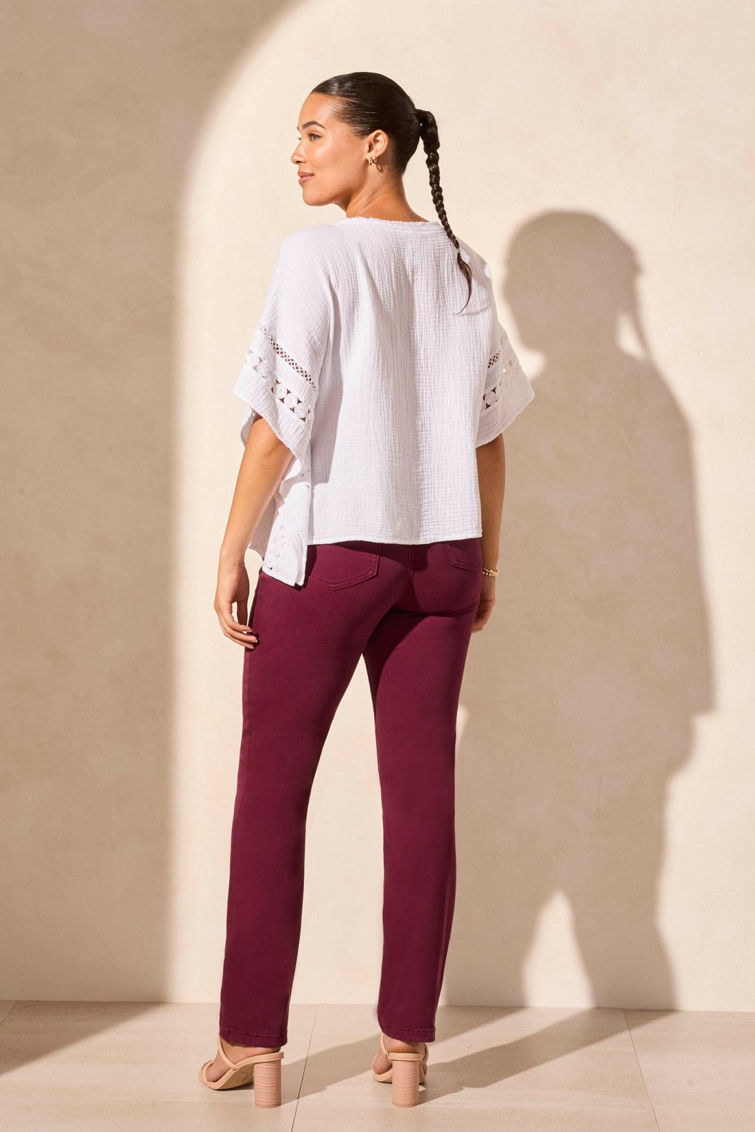 Kaftan Blouse with Trim - White