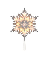 13.75" SILVER AND WHITE GLITTER SNOWFLAKE TREETOP