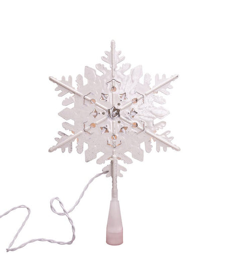 13.75" SILVER AND WHITE GLITTER SNOWFLAKE TREETOP