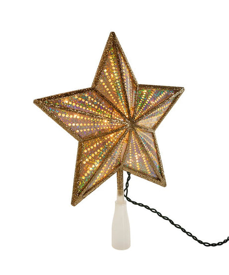 10"Lighted Gold + Iridescent Star Tree Topper