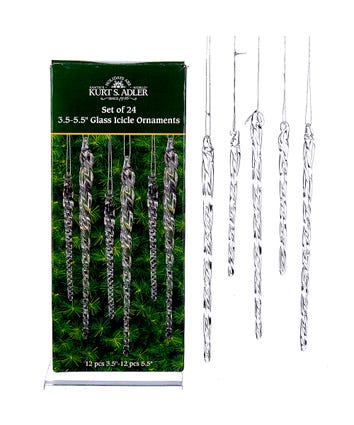 3.5-5.5"CLEAR GLASS ICICLE ORNAMENTS