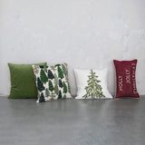 20" Sq Cotton Slub Embroidered Tree Pillow