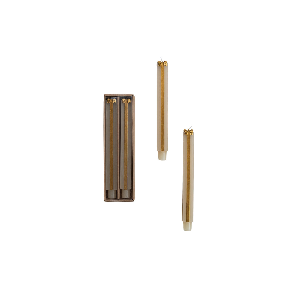Unscented Package Shaped Taper Candles in Box -Set of 2