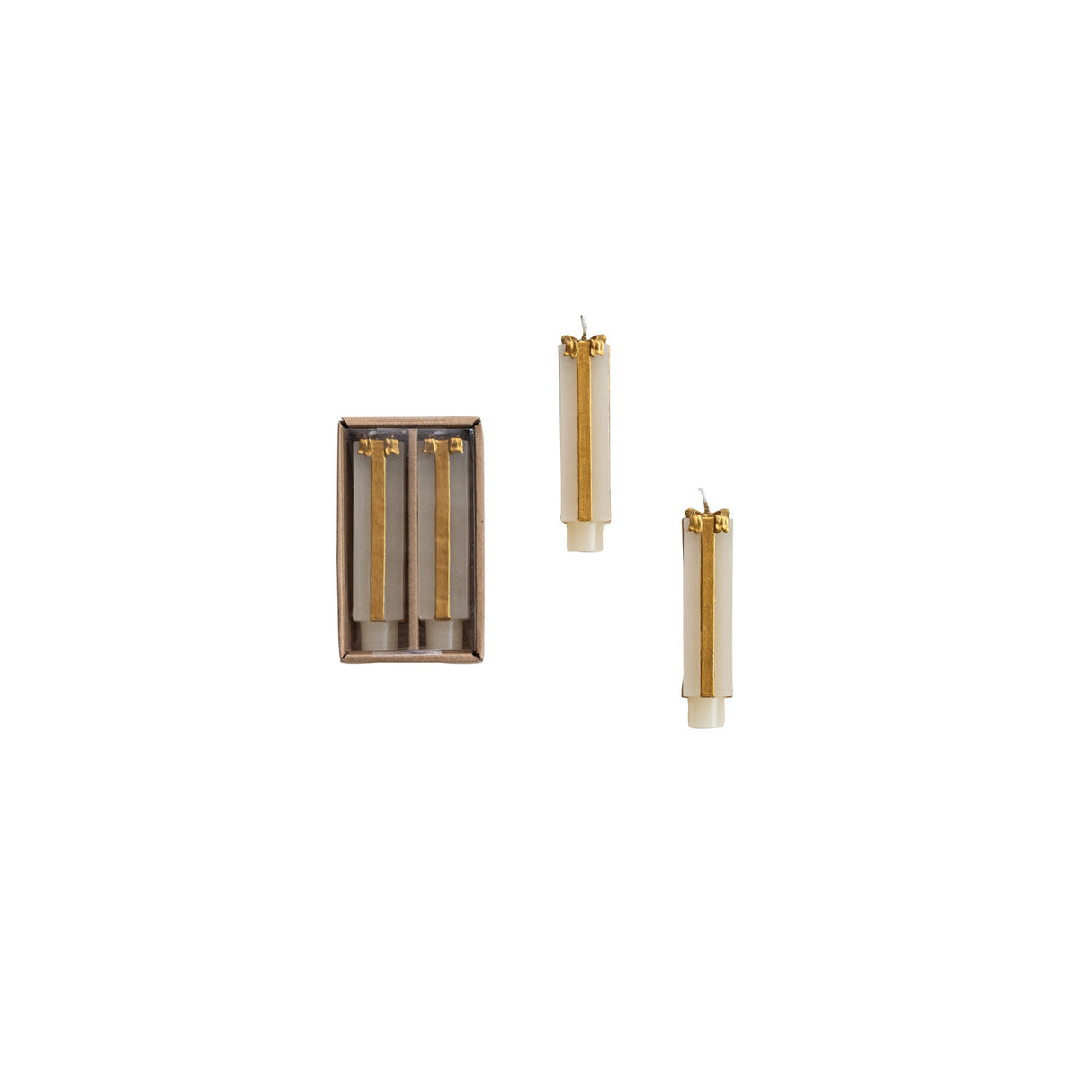 Unscented Package Shaped Taper Candles in Box -Set of 2