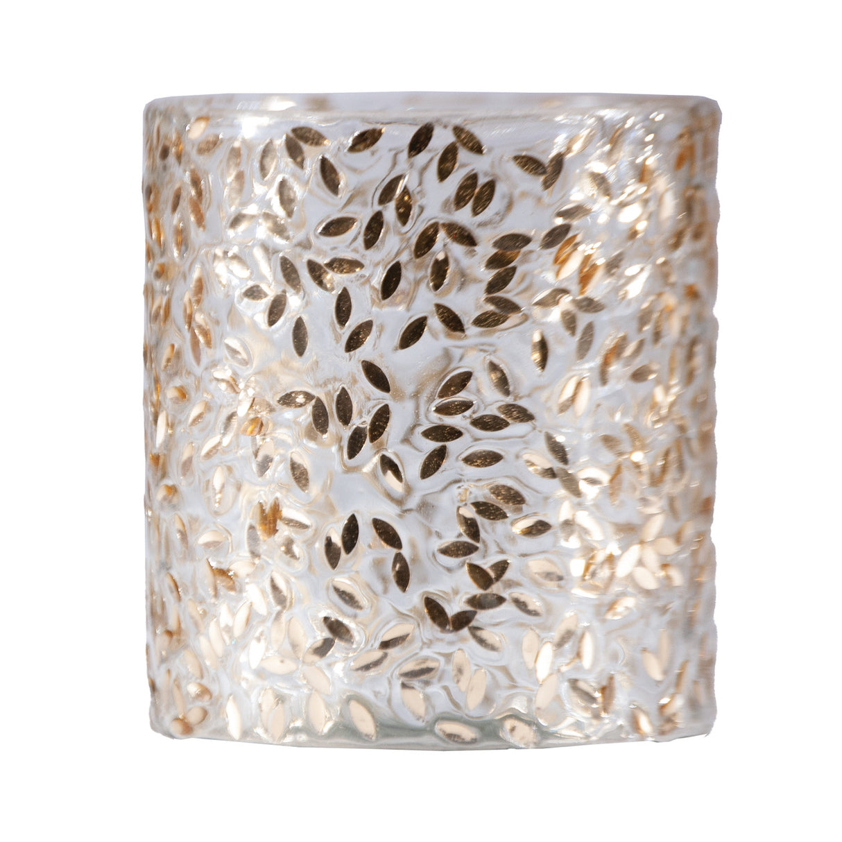 Glass TealightVotive Holder with Embedded Gold Finish Confetti