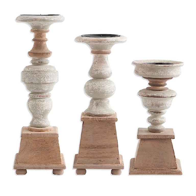 Wood Candleholders on Square Base