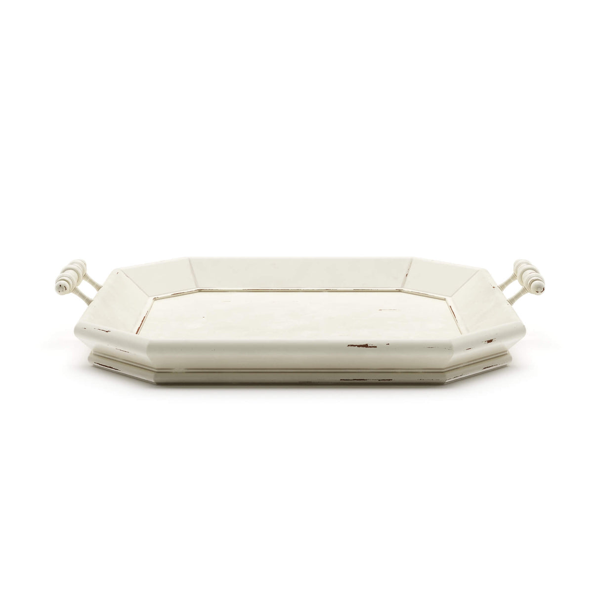 Square Victorian Octagonal Tray in White Harvest