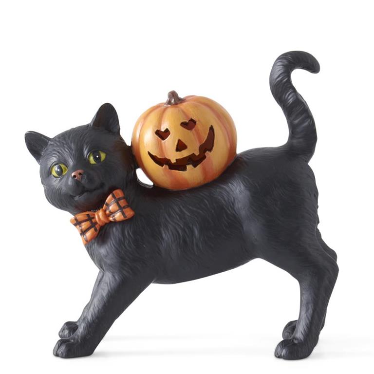 6.75" Black Resin Cat w/Bow Tie