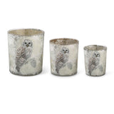 3 Glass Snowy Owl Containers