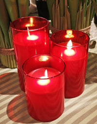 LED Glass Candle - RED * (Mercury Red)