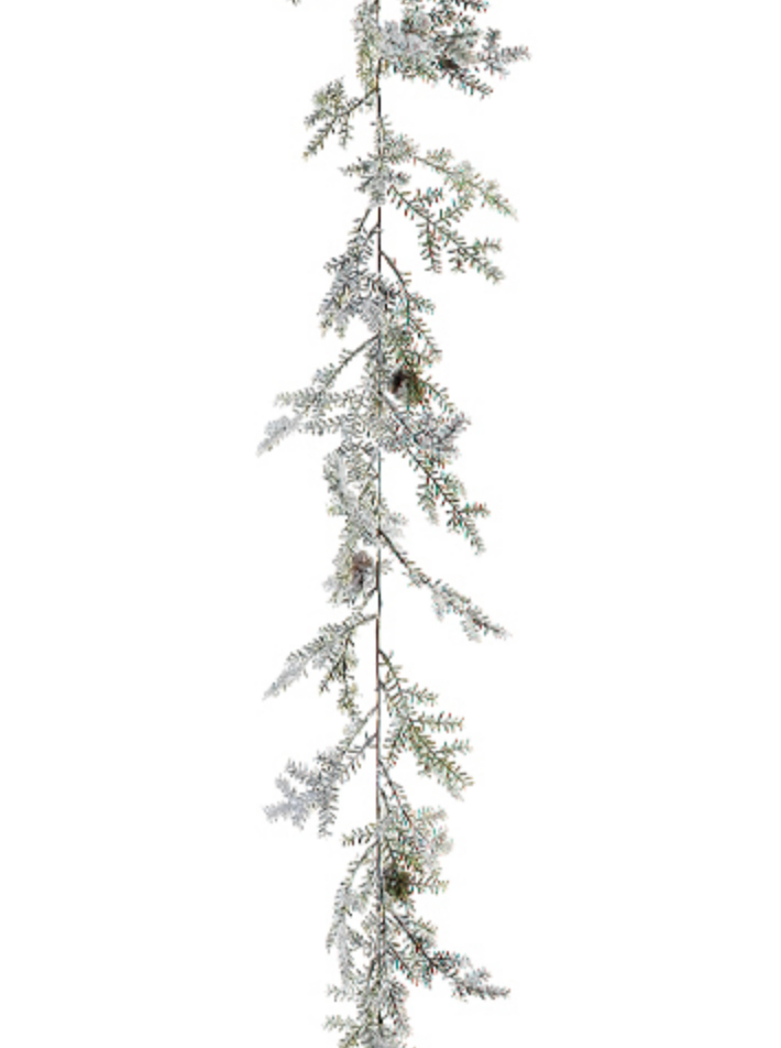 6' Iced Cedar Pine Garland