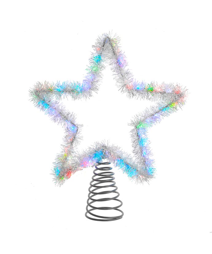 12.2" Silver LED Tinsel Tree Star Topper