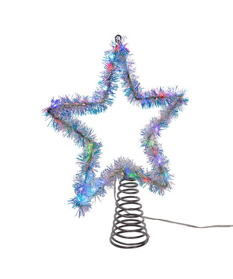 12.2" Silver LED Tinsel Tree Star Topper
