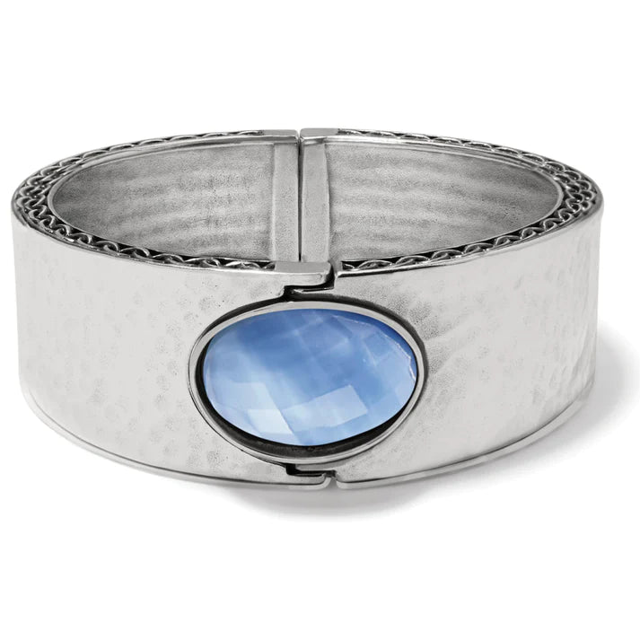 Blue Moon Hinged Bangle-Silver-Blue